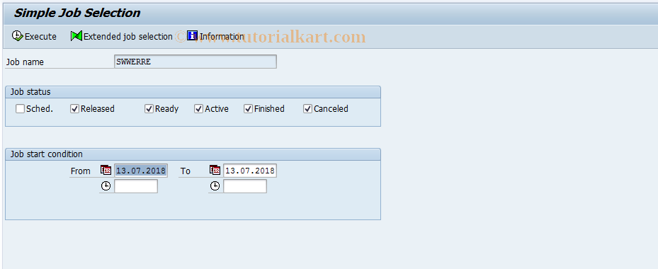 SAP TCode RSWEWWDHMSHOW - Display Background Job SWWERRE