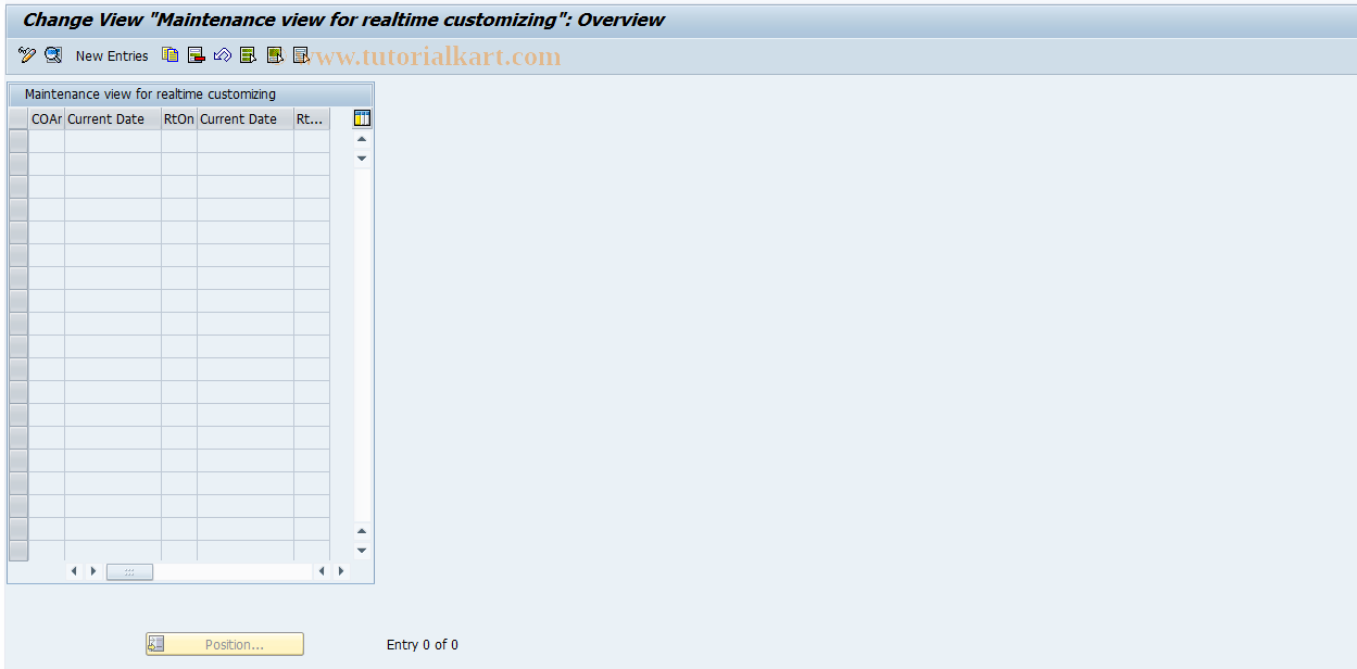 SAP TCode RTOHC01 - Realtime customizing