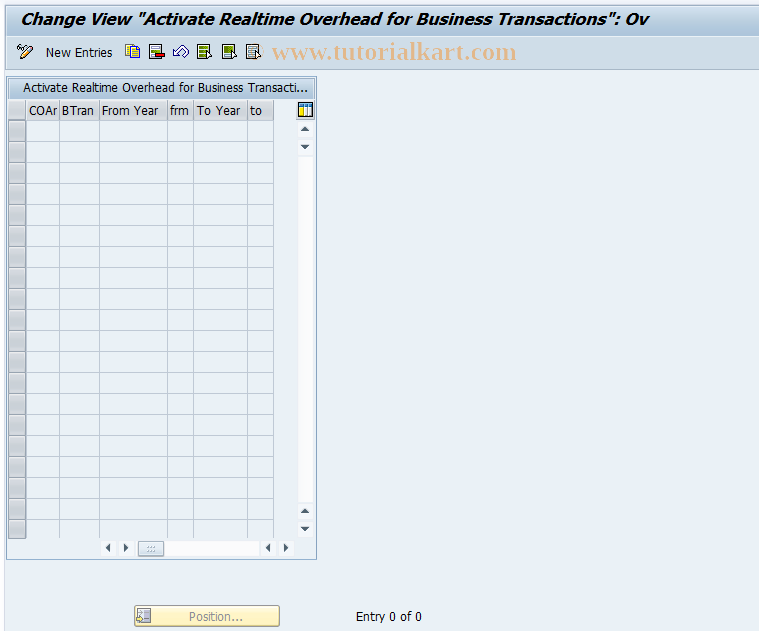 SAP TCode RTOHC02 - Acti Realtime Overh for Business Tra