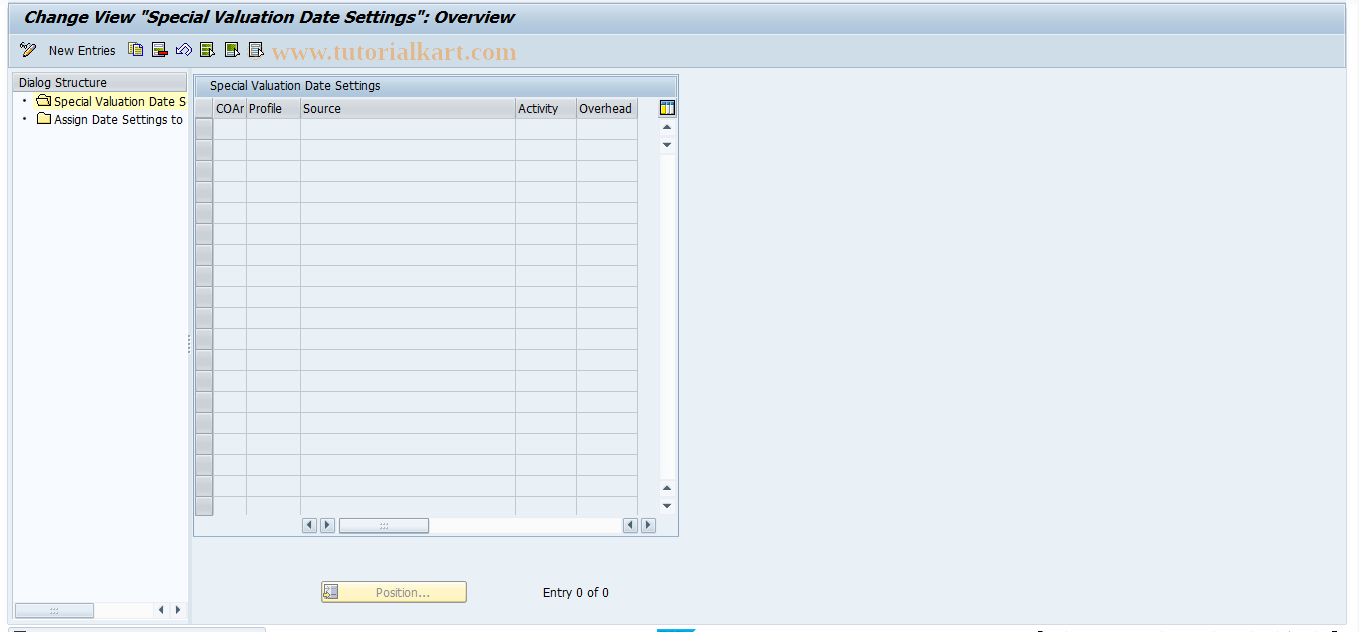 SAP TCode RTOHC04 - Special Valuation Date Settings