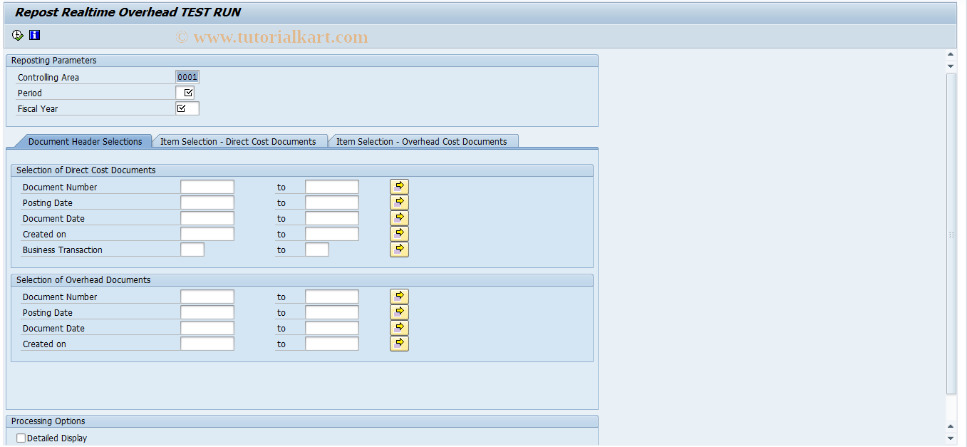 SAP TCode RTOHC_REPOST - Repost Realtime Overhead