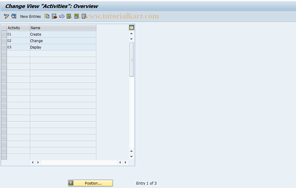 SAP TCode RTPB03 - RPUS Cntrl: Activities