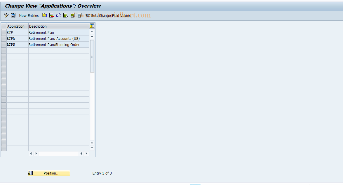 SAP TCode RTPB04 - RPUS struct: Applications