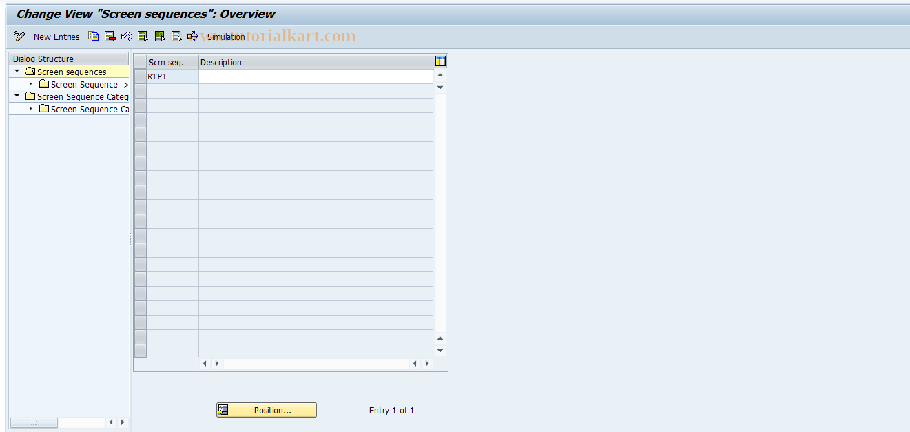 SAP TCode RTPB09 - RPUS Struct: Screen Sequence