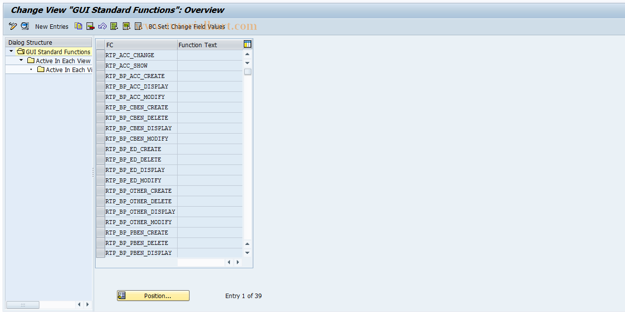 SAP TCode RTPB11 - RPUS GUI: Standard Functions