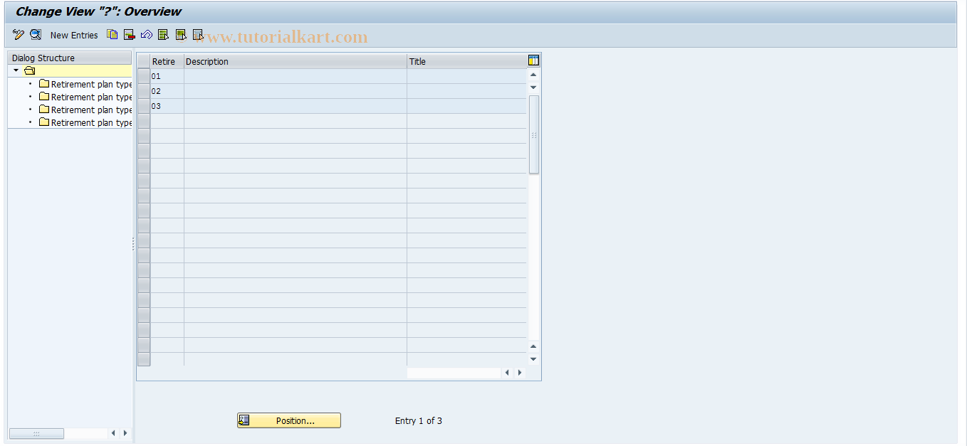 SAP TCode RTPB17 - Retirement types