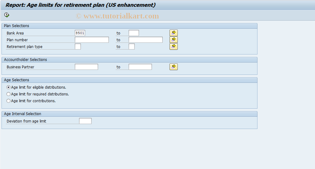 SAP TCode RTP_US_R2 - Retirement plan age limit report