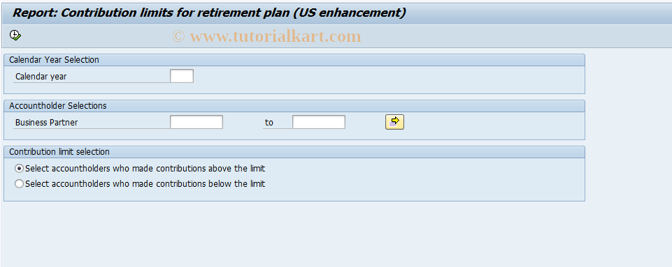 SAP TCode RTP_US_R3 - Retirement plan contribution limit