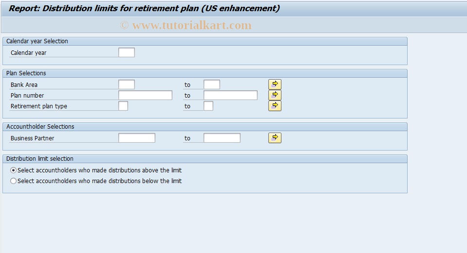 SAP TCode RTP_US_R4 - Retirement plan distribution limit
