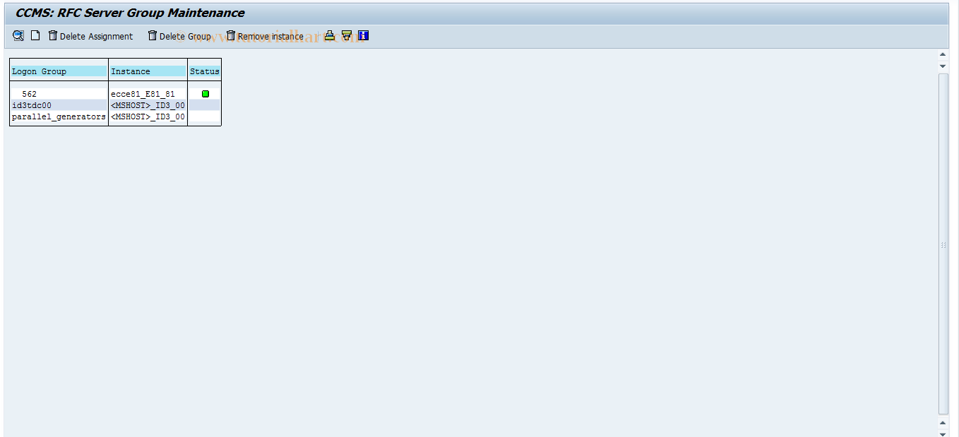 SAP TCode RZ12 - Maintain RFC Server Group Assignment
