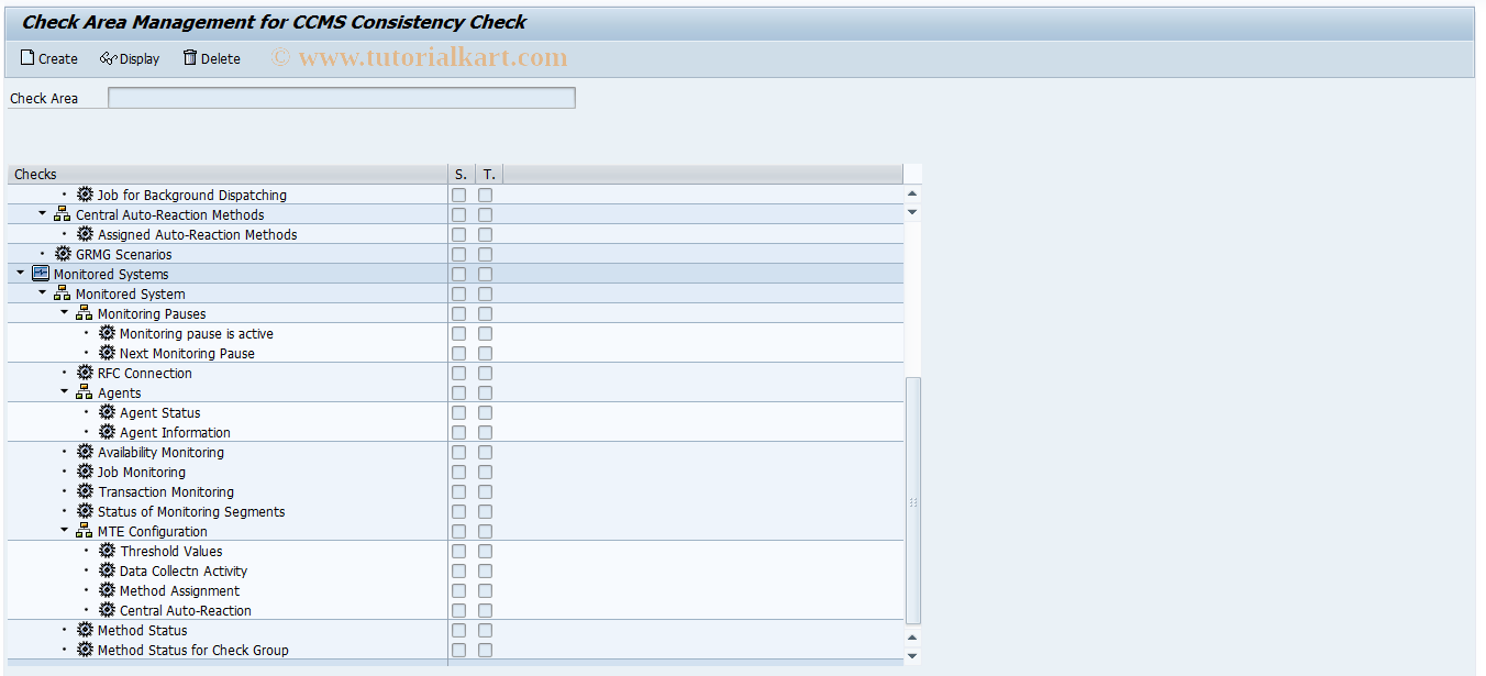 SAP TCode RZ52 - RZ50 - Check Areas