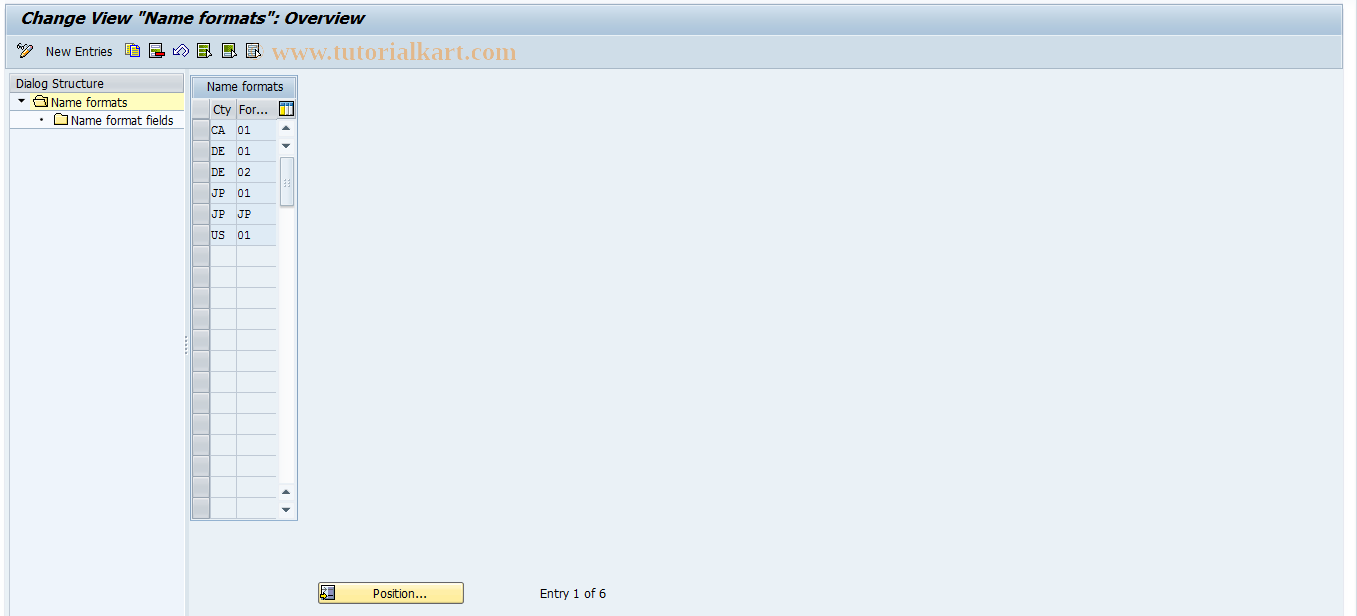 SAP TCode SA13 - Name format rules