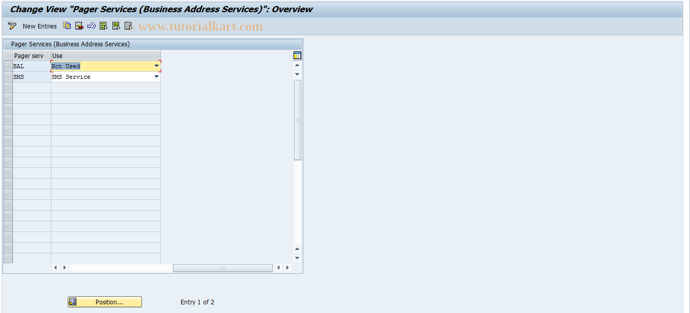 SAP TCode SA14 - Pager Services (Business  Addr. Services)