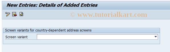 SAP TCode SA15 - Address screen variants