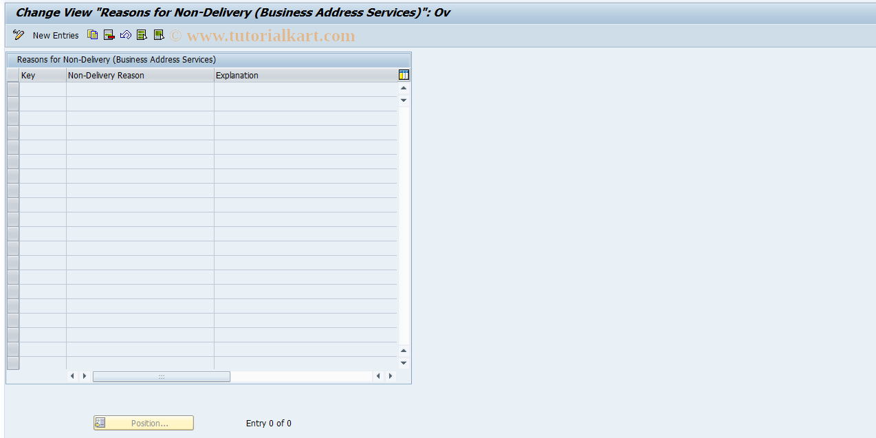 SAP TCode SA18 - Reasons for Nondelivery (BAS)