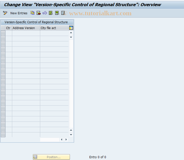 SAP TCode SA23 - Address Version Regional Structure