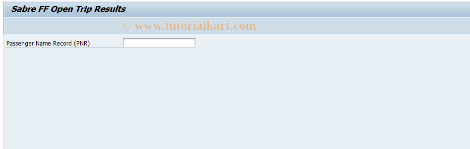 SAP TCode SABRE_PNR - Display a Sabre PNR