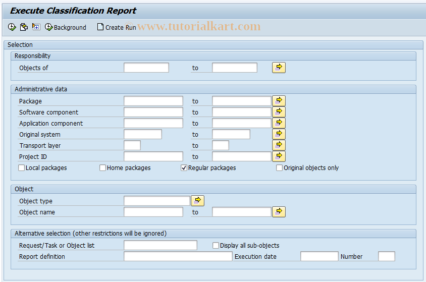 SAP TCode SACCSEL - ACC: Select relevant objects