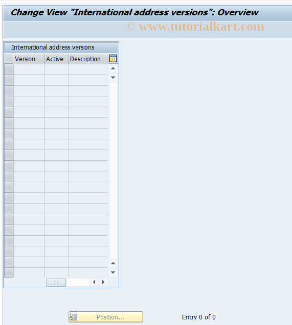 SAP TCode SADV - (Obsolete) Intern. Address Versions