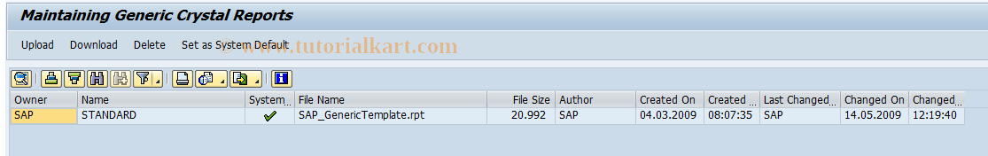 SAP TCode SALV_CRL - ALV Crystal Layout Administration