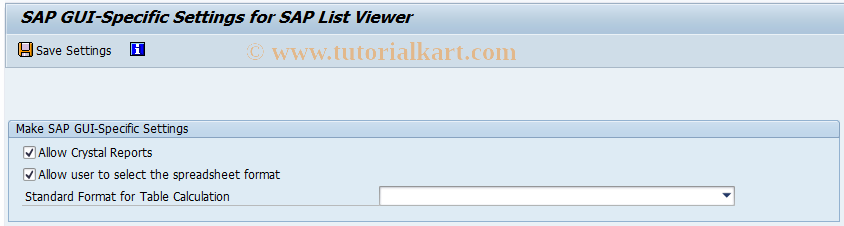 SAP TCode SALV_GUI_CUST - ALV Settings for SAP GUI