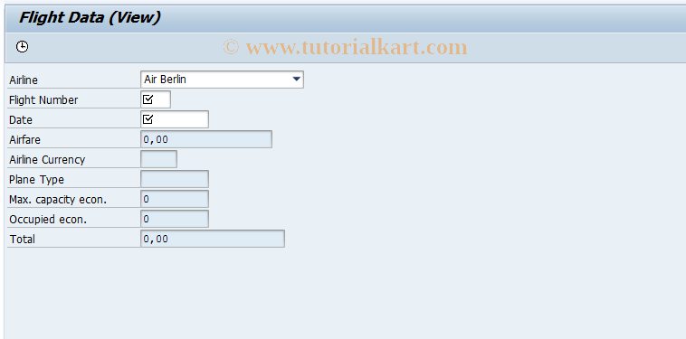 SAP TCode SAPBC410A_INPUT_FIEL - Maintain Flight Data