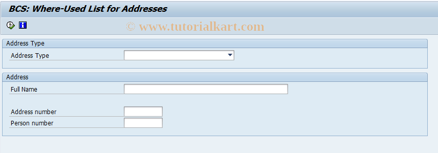 SAP TCode SBCS_ADDR - BCS: Where-Used List for Addresses