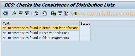 SAP TCode SBCS_DLI - BCS: Consistency of  Distribution  Lists