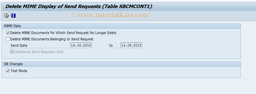 SAP TCode SBCS_MIMEDEL - BCS: Delete MIME Documents