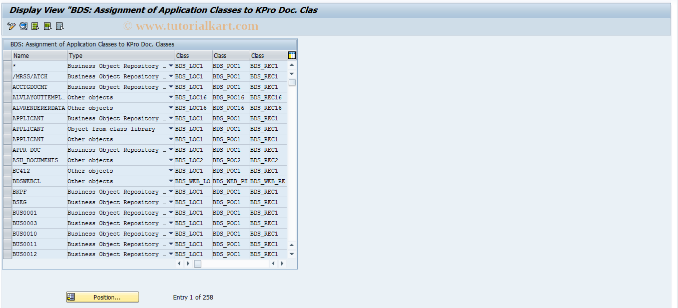 SAP TCode SBDSV1 - Maintenance View for BDS_LOCL