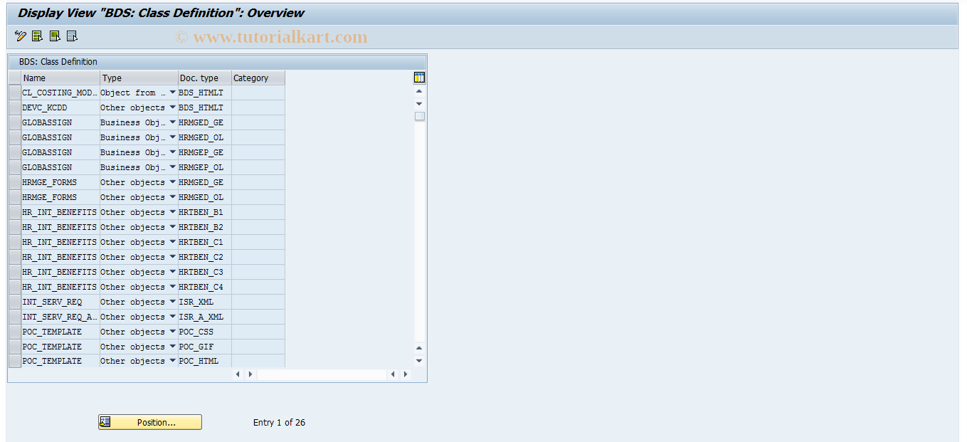 SAP TCode SBDSV2 - Maintenance View for BDS_LOCL