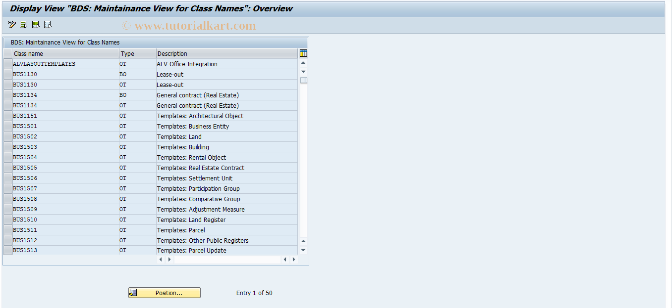 SAP TCode SBDSV3 - Maintenance View for BDS_LOCL