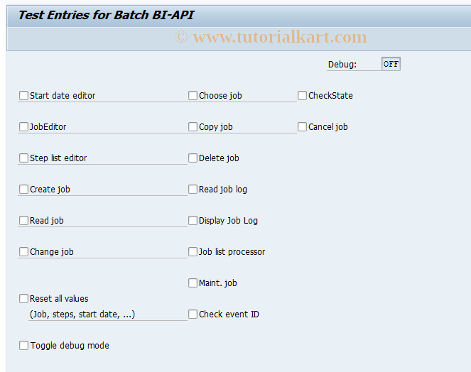 SAP TCode SBIT - BAPI Test Environment