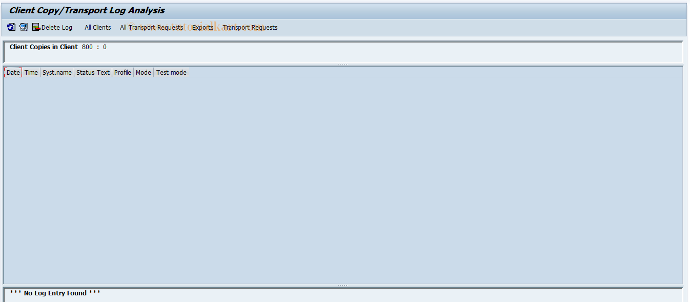 SAP TCode SCC3 - Client Copy Log