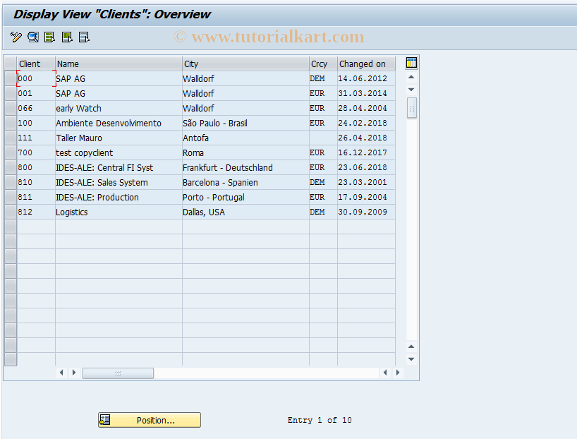 SAP TCode SCC4 - Client Administration