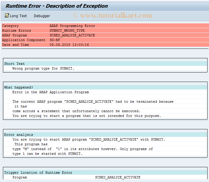 SAP TCode SCHED_ANALYZE_ACT - Activate Scheduling Analysis