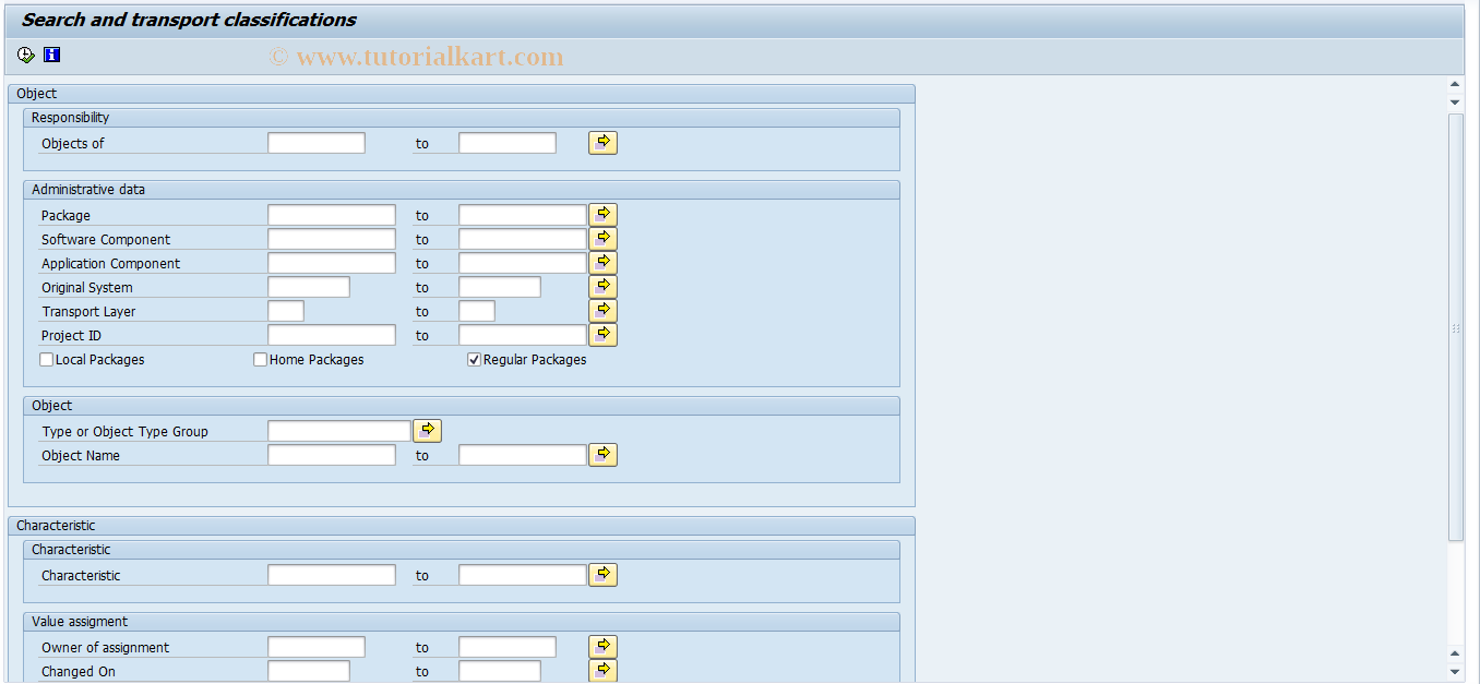 SAP TCode SCLS_TRANSP_CLASSI - Transport Classifications