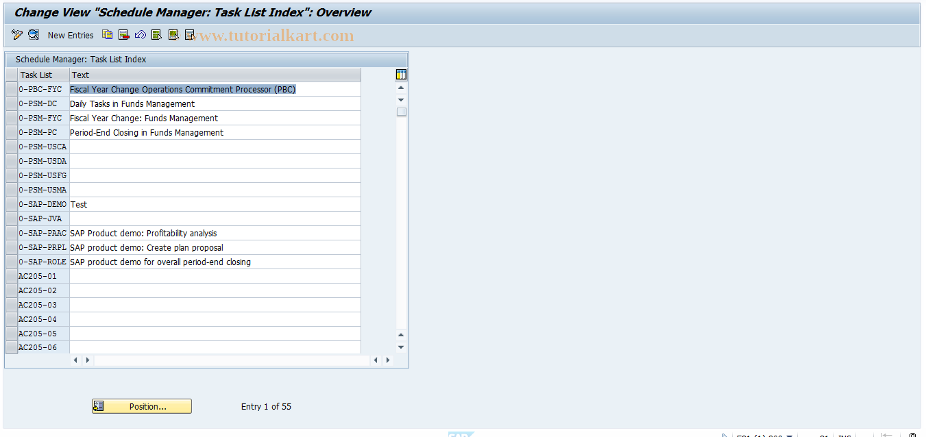 SAP TCode SCMACUS - Maintain Task Lists