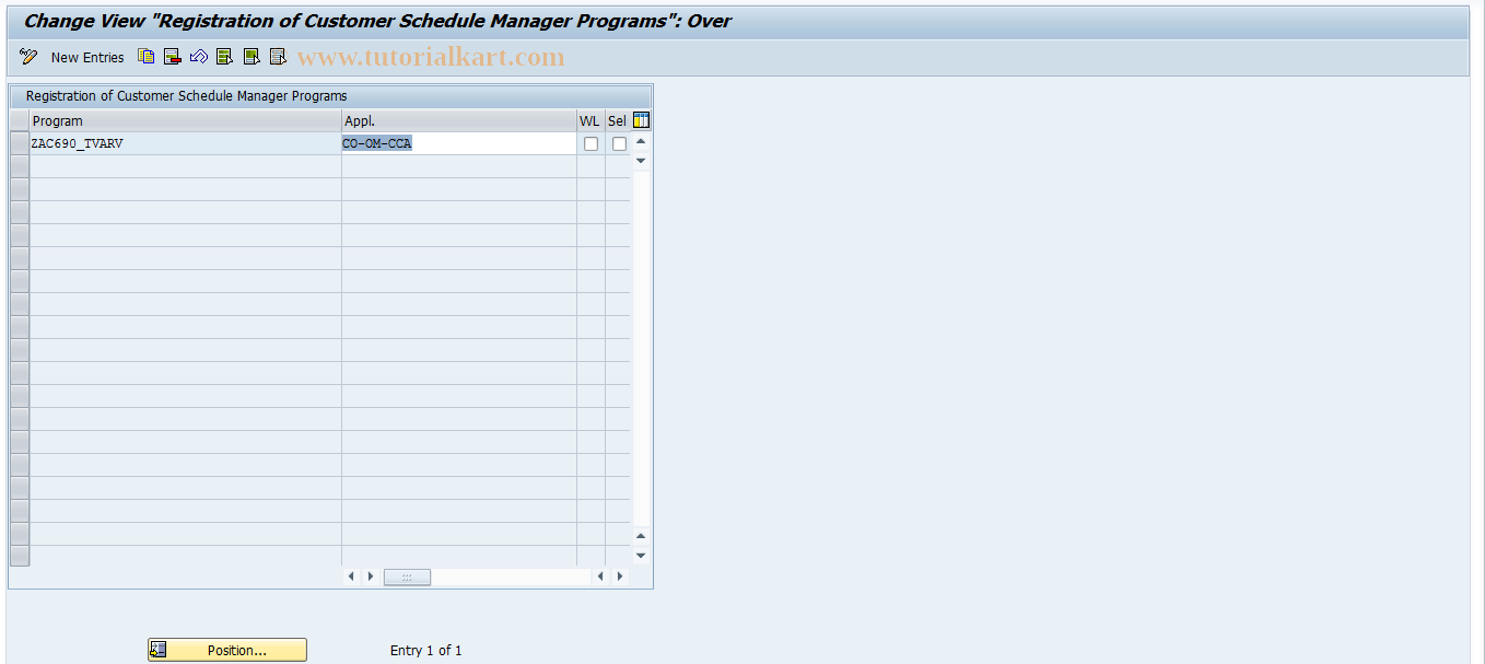 SAP TCode SCMA_PROG_CUST - SCMA: Registrat. of Customer Programs