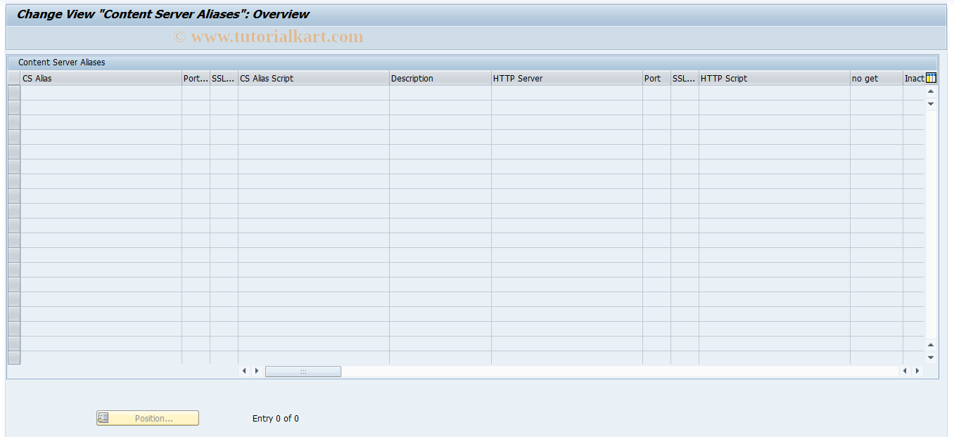 SAP TCode SCMSPX - Content Server Aliases