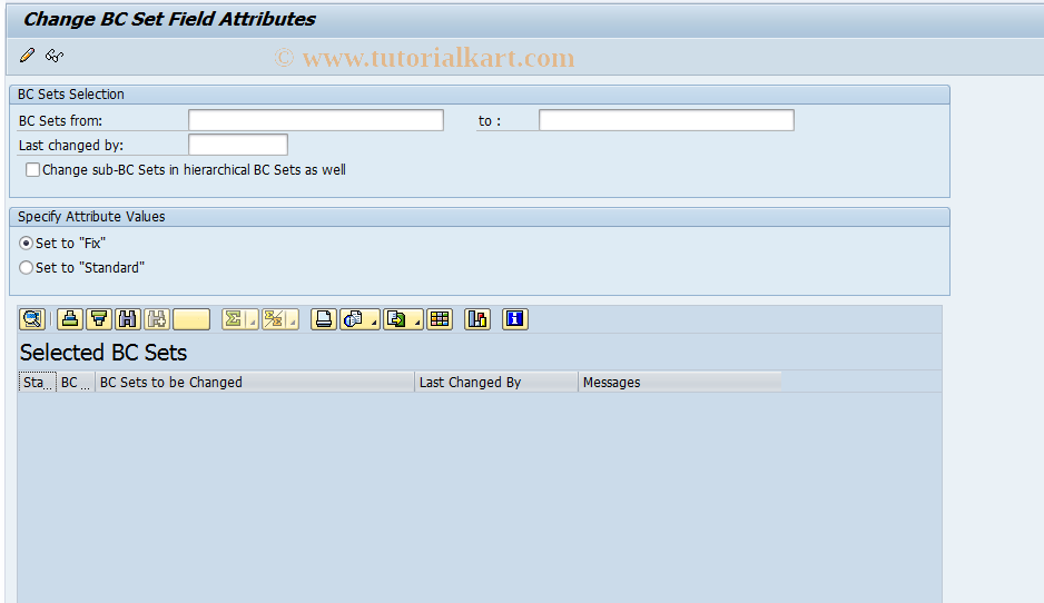 SAP TCode SCPRAT - Change BC Set Value Attributes