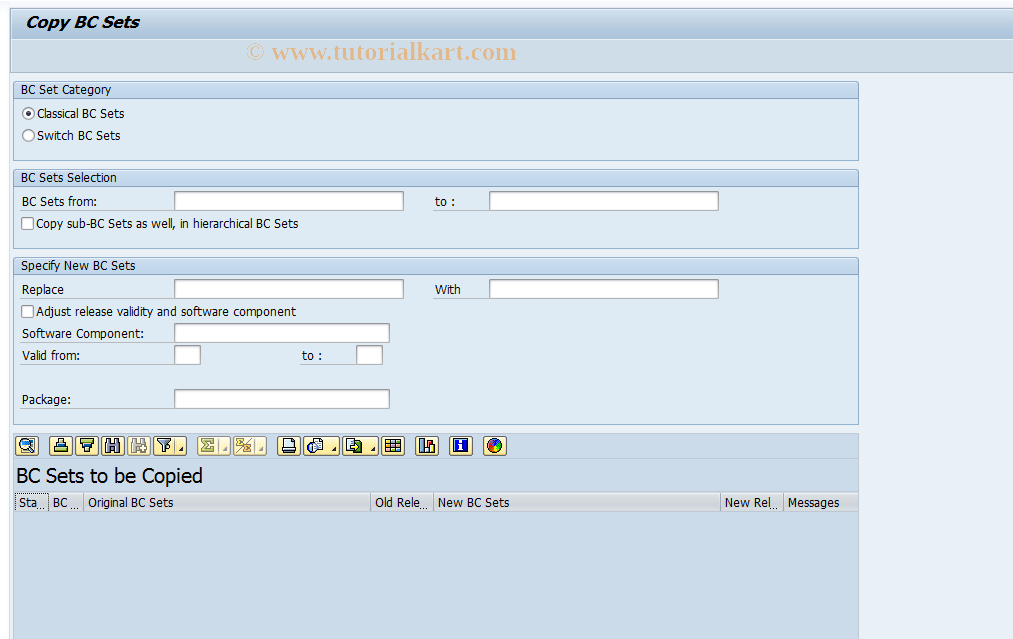 SAP TCode SCPRCOP - Copy Several BC Sets