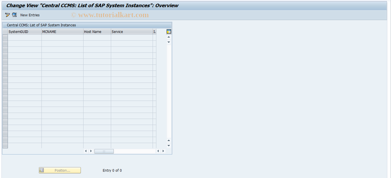 SAP TCode SCSM - Maintenance Dialog for CCMSYSAS