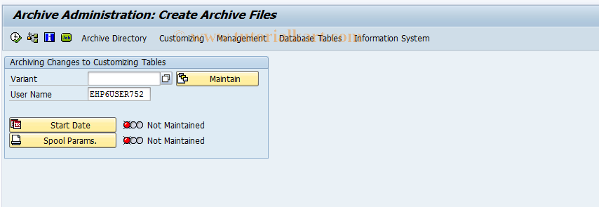 SAP TCode SCU3ARCH1 - Create Database Log Archives