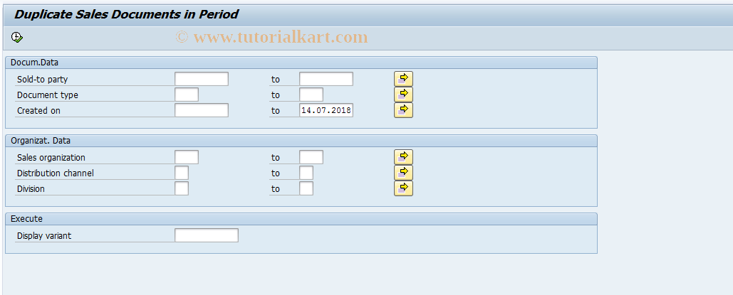 SAP TCode SDD1 - Duplicate Sales Documents in Period