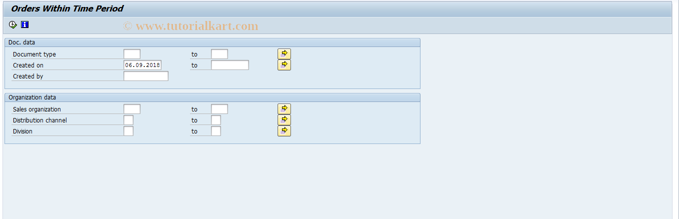 SAP TCode SDO1 - Orders within time period