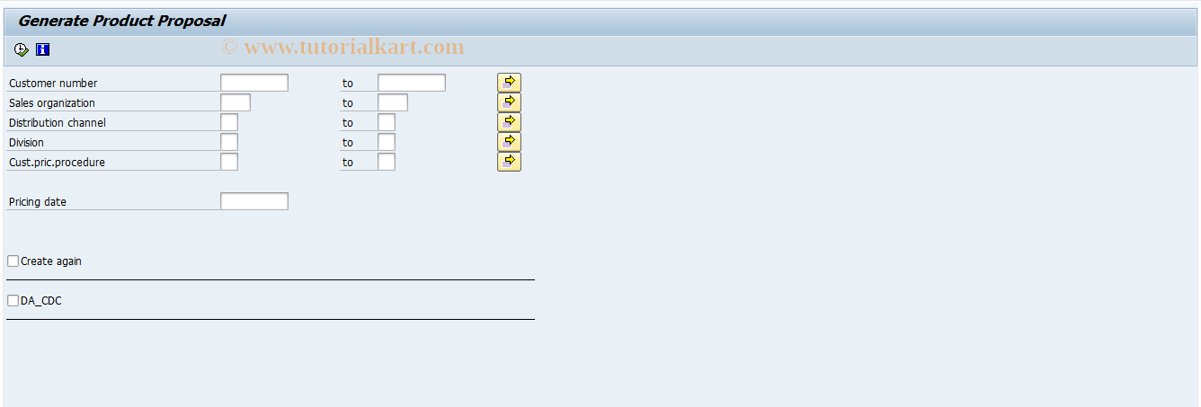 SAP TCode SDPV - Generate product proposal