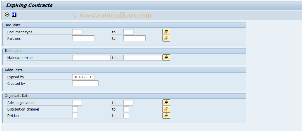 SAP TCode SDV1 - Expiring Contracts