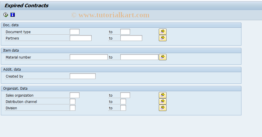 SAP TCode SDV2 - Expired Contracts