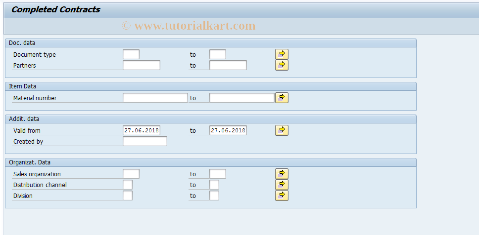 SAP TCode SDV3 - Completed Contracts